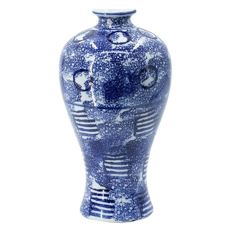 Ваза из фарфора сине-белого цвета Blue & White Ornament Белый Синий Ваза из фарфора сине-белого цвета Blue & White Ornament Белый Синий в Новосибирске | Loft Concept