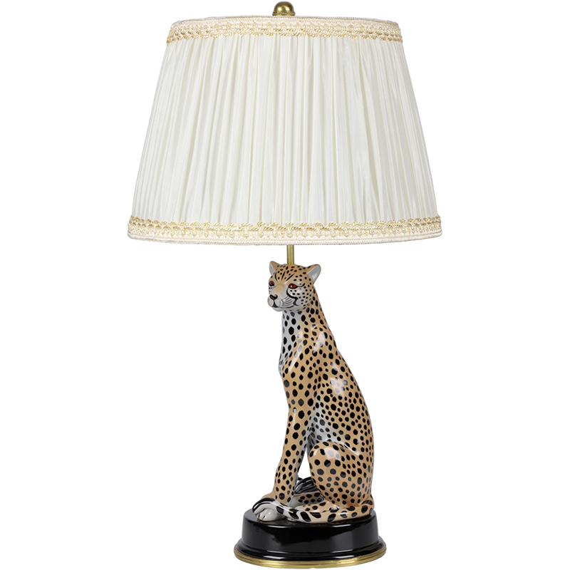 Настольная лампа с абажуром Leopard Table Lamp Кремовый Коричневый Черный в Новосибирске | Loft Concept 