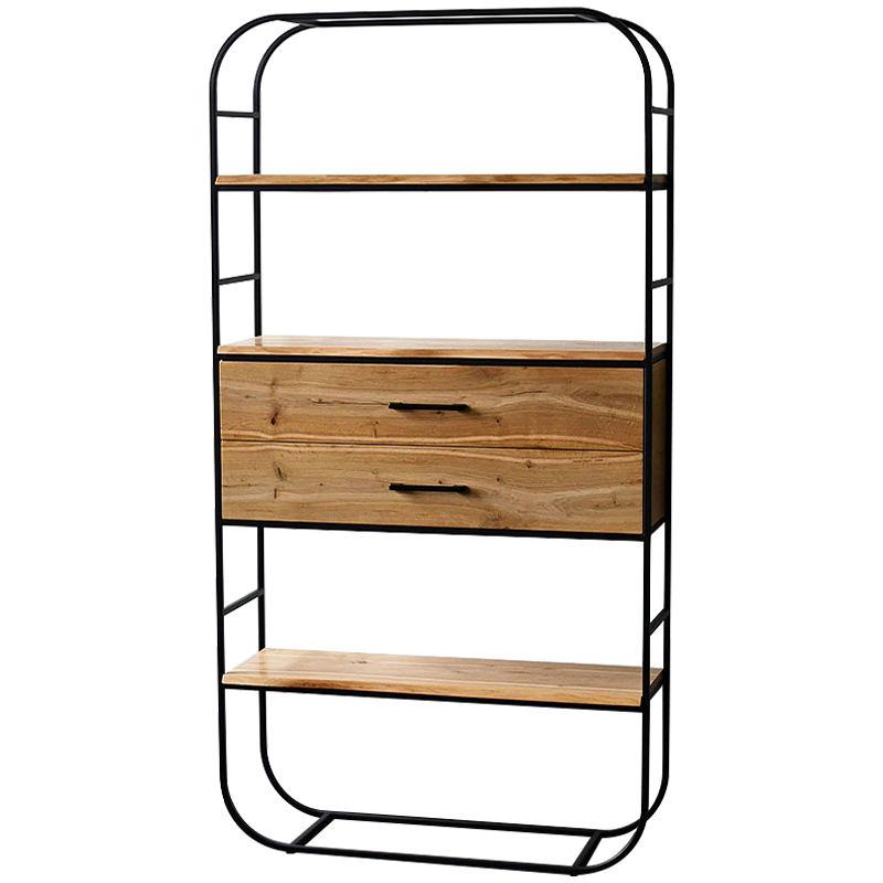 Стеллаж Glenn Industrial Metal Rust Two Drawers Rack Древесина Черный в Новосибирске | Loft Concept 