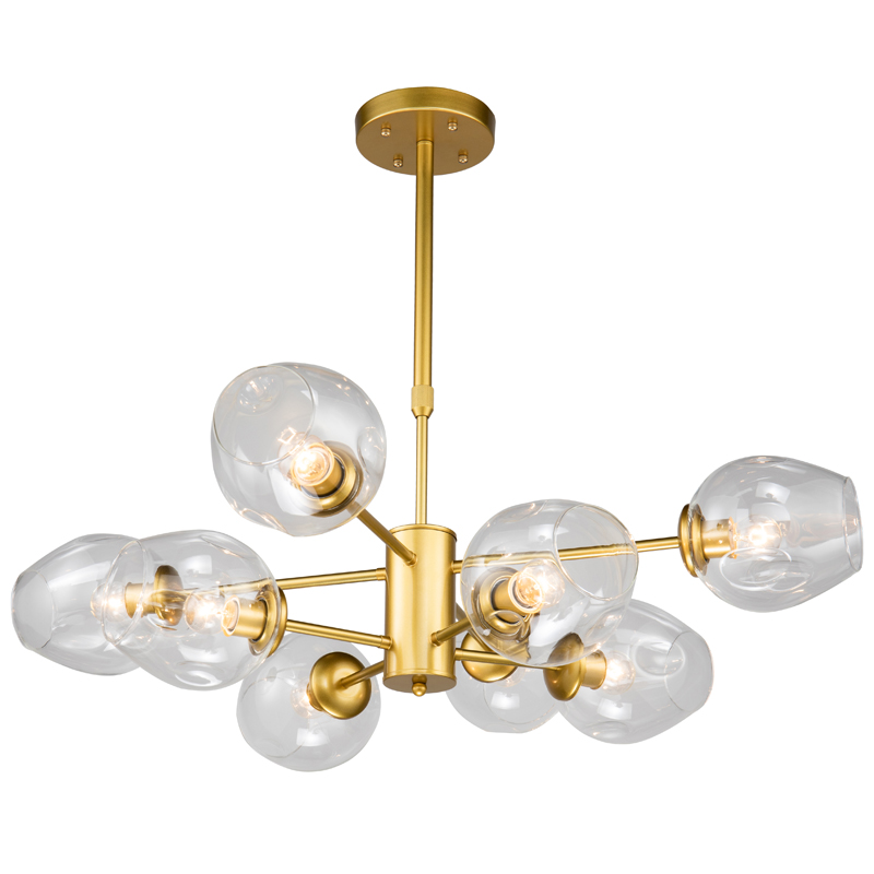 Люстра Branching Bubble Chandelier gold 8 Глянцевое золото Прозрачный в Новосибирске | Loft Concept 