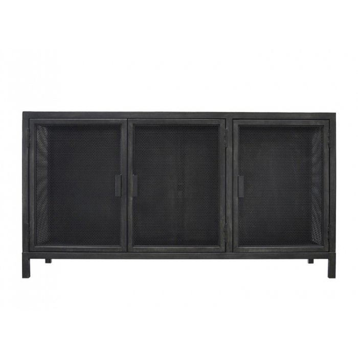 Буфет с 3-мя дверцами из металлической сетки Industrial Loft Dark Metal 3 Door Beto Cabinet Черный в Новосибирске | Loft Concept 