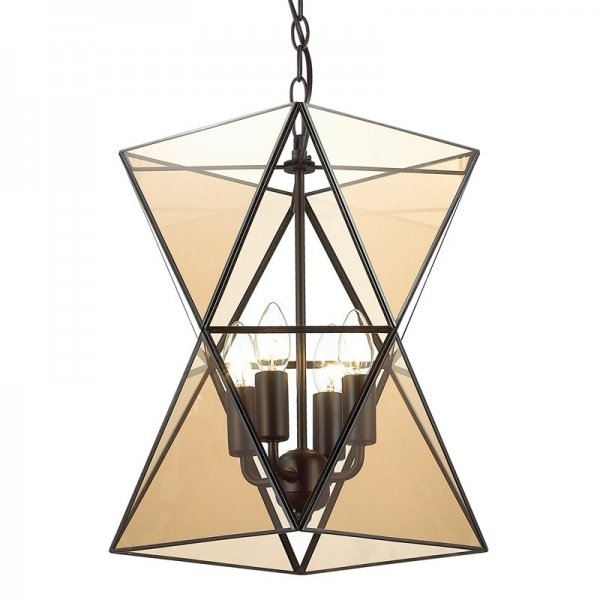 Люстра PolyPyramid Glass Pendant 4 Cognac Прозрачный в Новосибирске | Loft Concept 