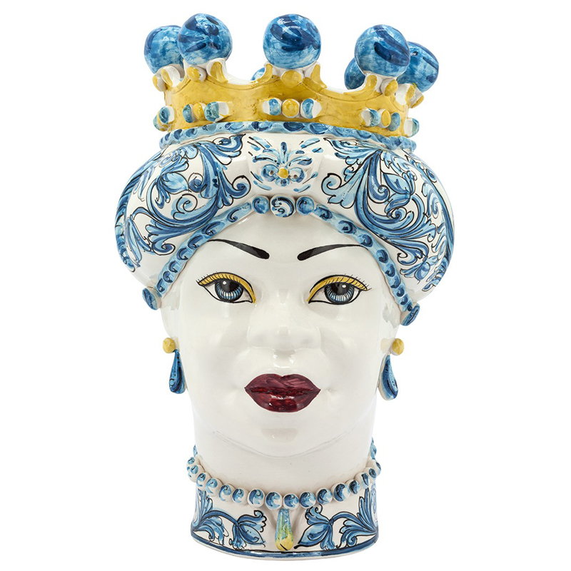 Ваза VASE MORO LADY CROWN blue Желтый Синий в Новосибирске | Loft Concept 