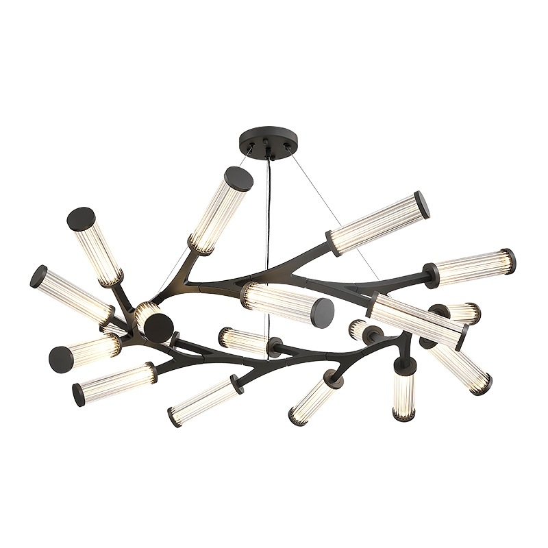 Люстра Cylinder Branches Chandelier Ring Black Черный Прозрачный в Новосибирске | Loft Concept 