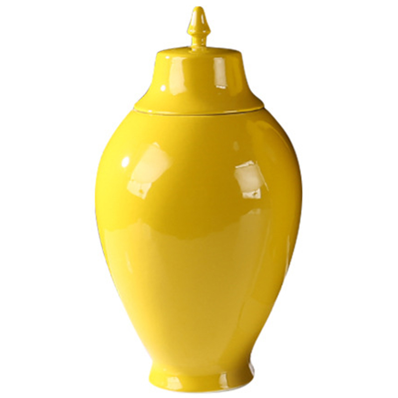 Ваза с крышкой Ceramic Yellow Vase Желтый в Новосибирске | Loft Concept 