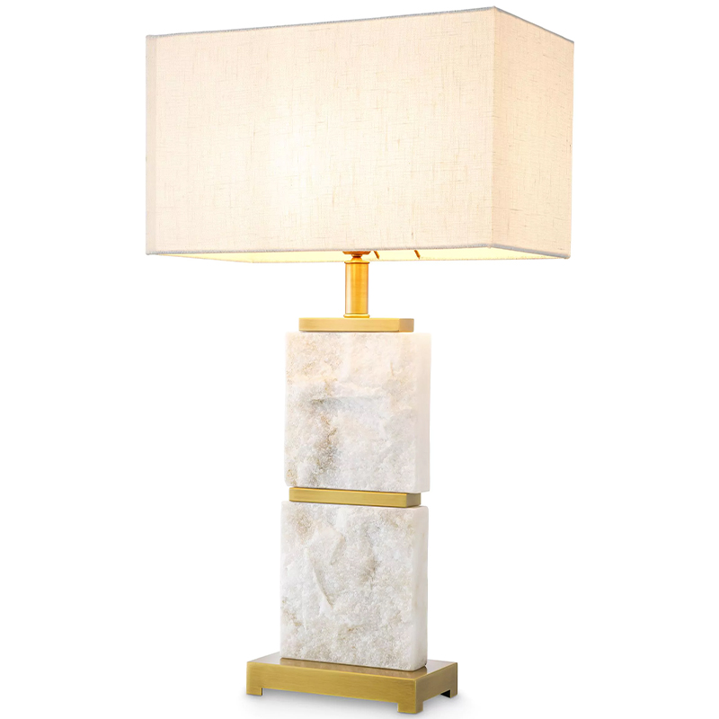 Настольная лампа Eichholtz Table Lamp Newton L Marble Кремовый Латунь Белый Мрамор Bianco в Новосибирске | Loft Concept 