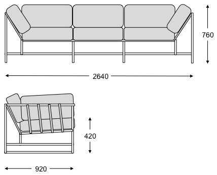 Диван Kenn X Miller sofa Indigo and copper denim в Новосибирске