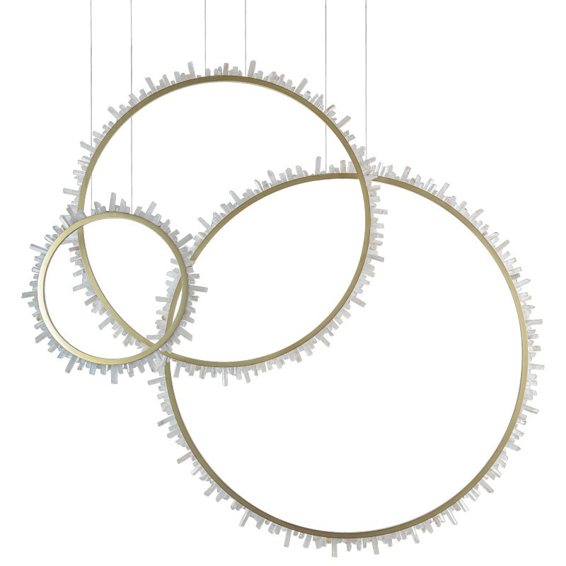 Люстра три кольца Vertical Crystal Gold Rings Chandelier Золотой Белый в Новосибирске | Loft Concept 