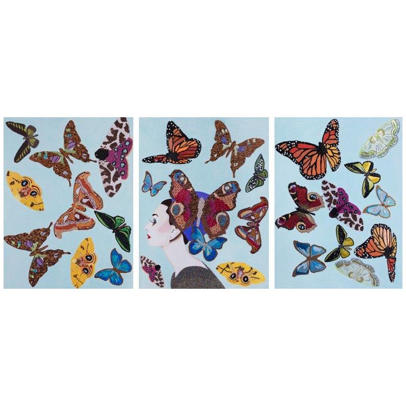 Картина Audrey with Swarming Butterflies Triptych Мульти в Новосибирске | Loft Concept 