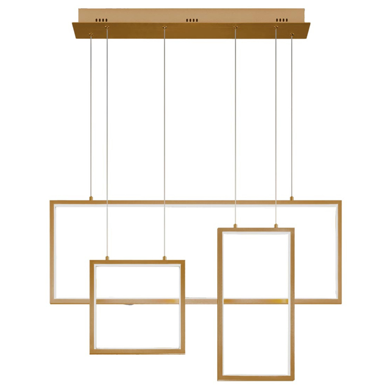 Люстра Rectangle Geometry Chandelier Gold 3 Золотой в Новосибирске | Loft Concept 