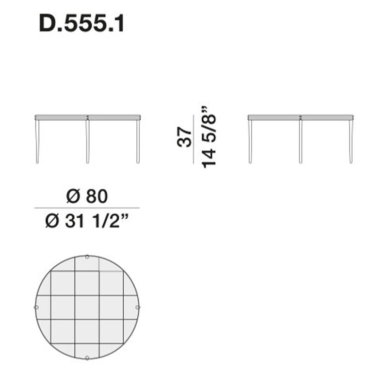 Дизайнерский круглый кофейный стол со стеклянной столешницей Gio Ponti D.555.1 Coffee Table в Новосибирске