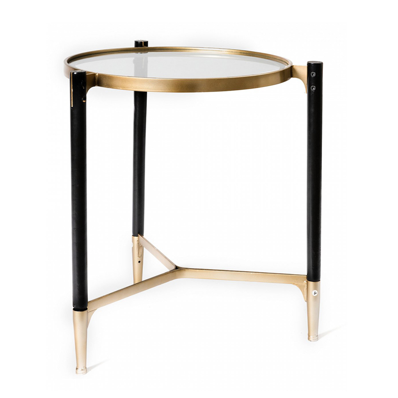 Приставной столик Black & Gold Table round Черный матовое золото в Новосибирске | Loft Concept 