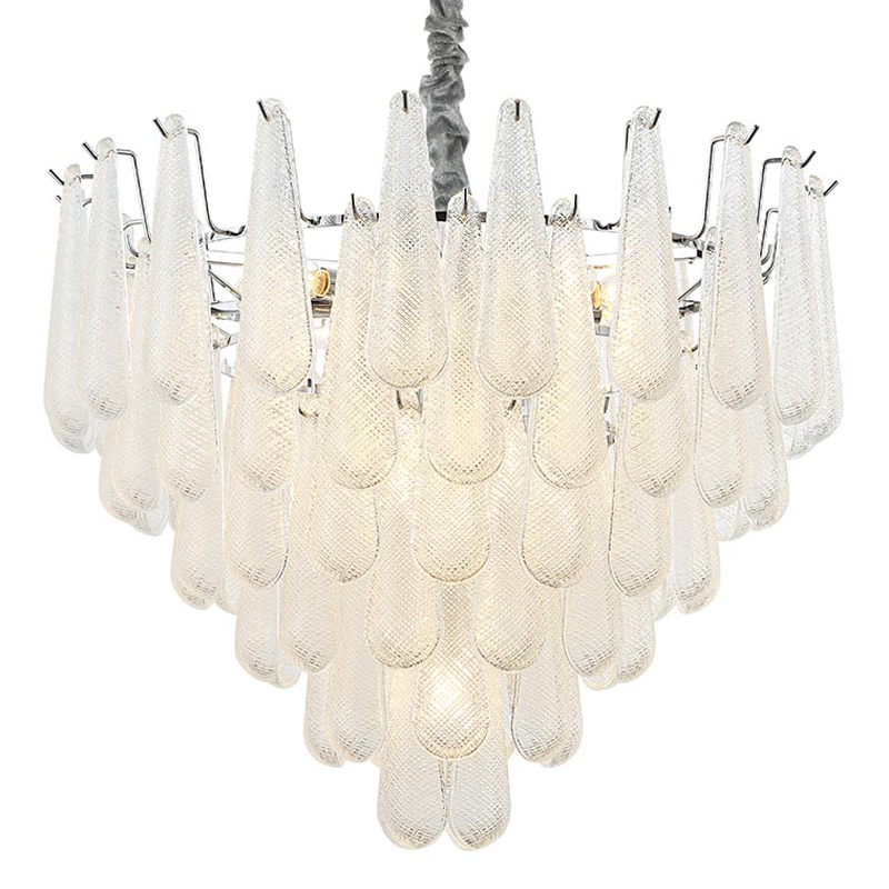 Люстра Textured Glass Drops Chandelier 19 Белый Хром в Новосибирске | Loft Concept 