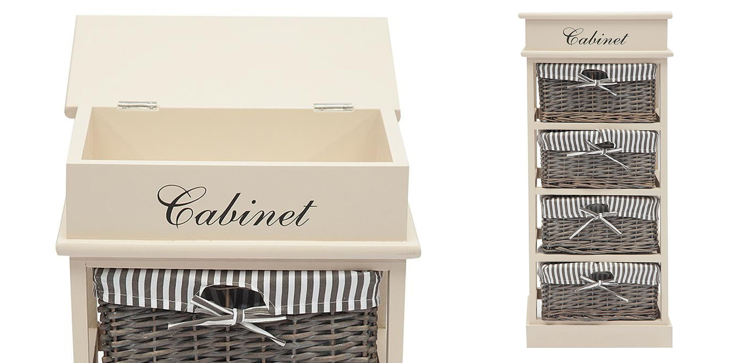 Тумба с 4 корзинами Provence Butter White 4 Boxes - фото