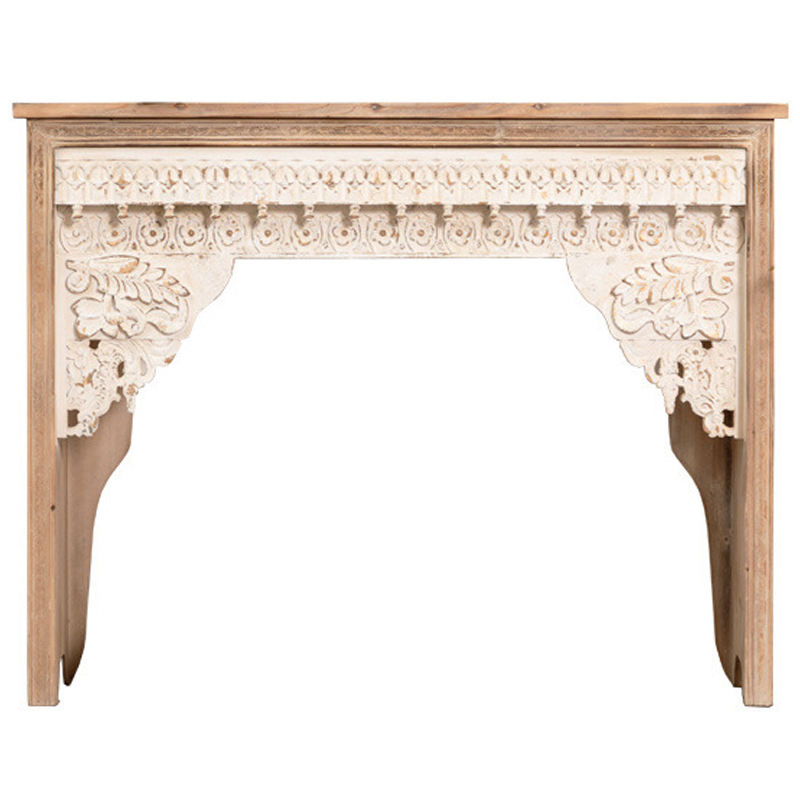 Консоль Indian Antique White Furniture Adnan Console Древесина Бежевый в Новосибирске | Loft Concept 