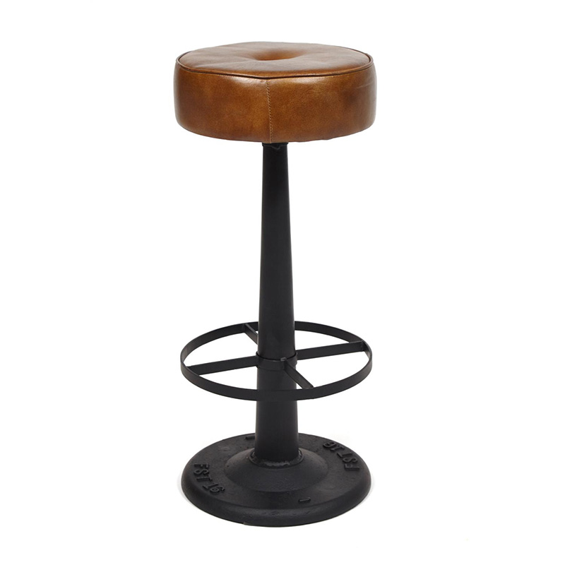 Барный стул Industrial leather bar stool Коричневый Черный в Новосибирске | Loft Concept 