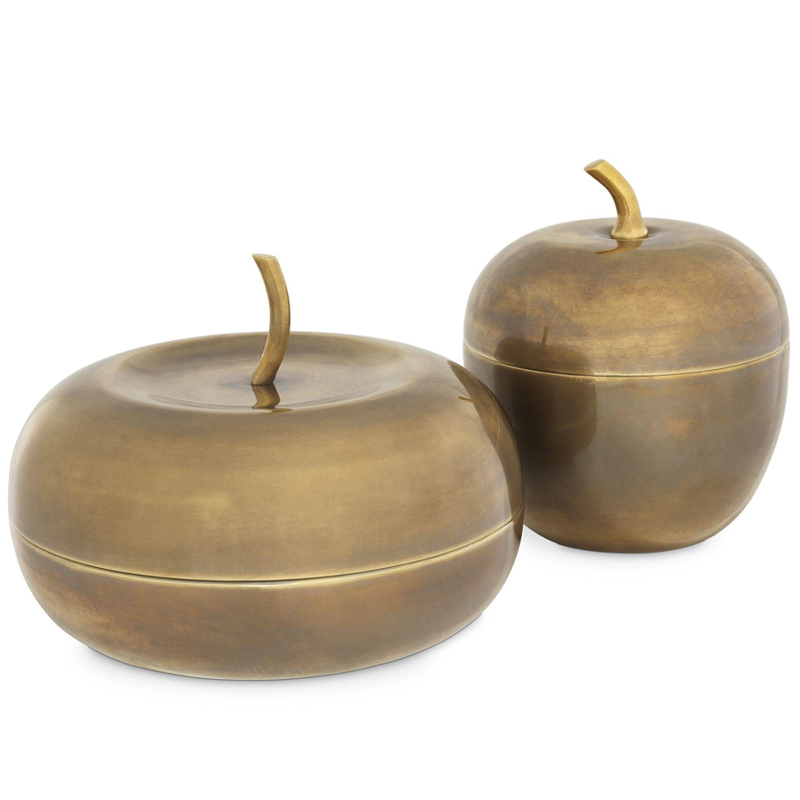 Комплект шкатулок Eichholtz Box Apple Set of 2 brass Винтажная латунь в Новосибирске | Loft Concept 