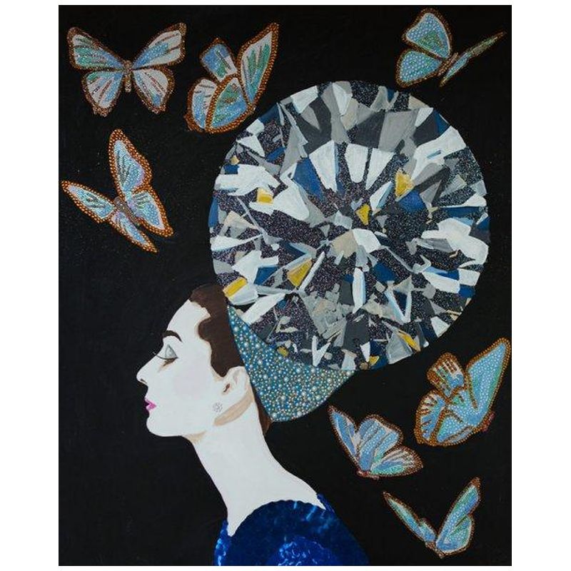 Картина Audrey with Diamond Headdress, Butterflies, and Black Background Мульти в Новосибирске | Loft Concept 