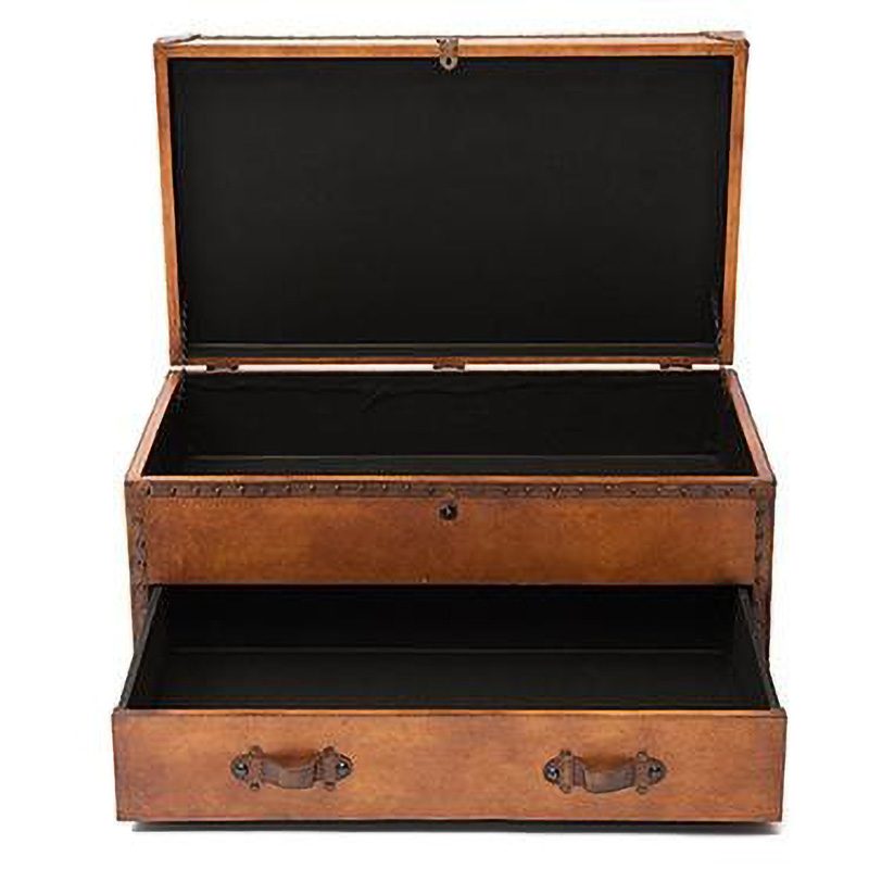 Стол-сундук Vintage buffalo leather chest-table Коричневый винтаж в Новосибирске | Loft Concept 