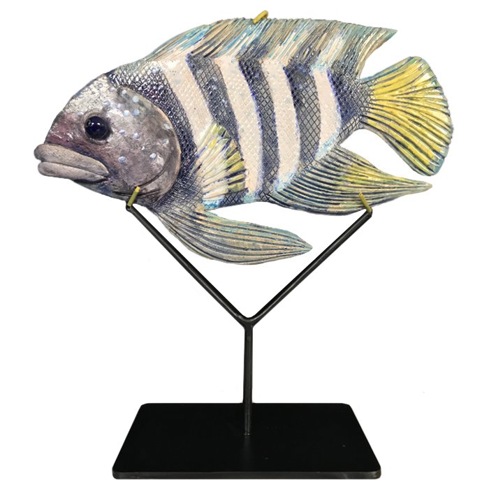 Статуэтка на подставке Striped Fish Серый Черный Белый в Новосибирске | Loft Concept 