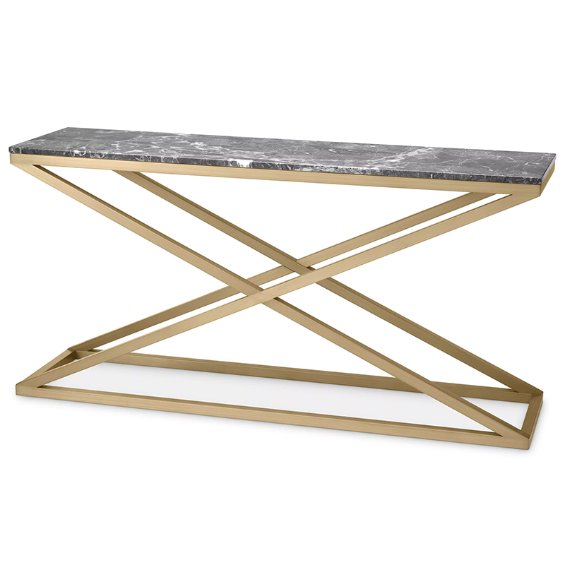 Консоль Eichholtz Console Table Criss Cross Латунь Серый в Новосибирске | Loft Concept 