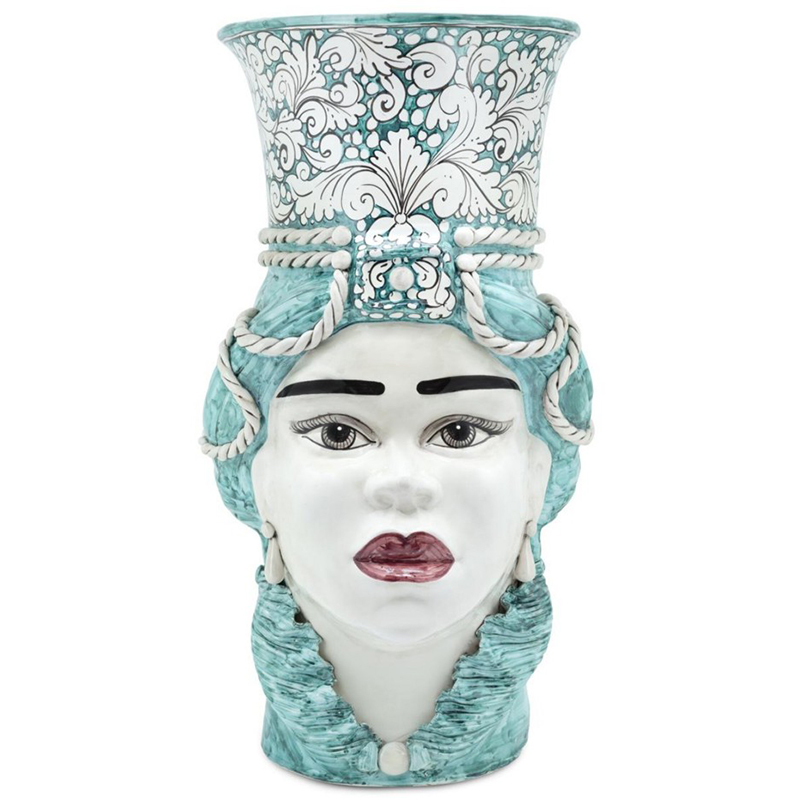 Ваза Vase Moro Lady Giant Ornate Malachite Бирюзовый Белый в Новосибирске | Loft Concept 