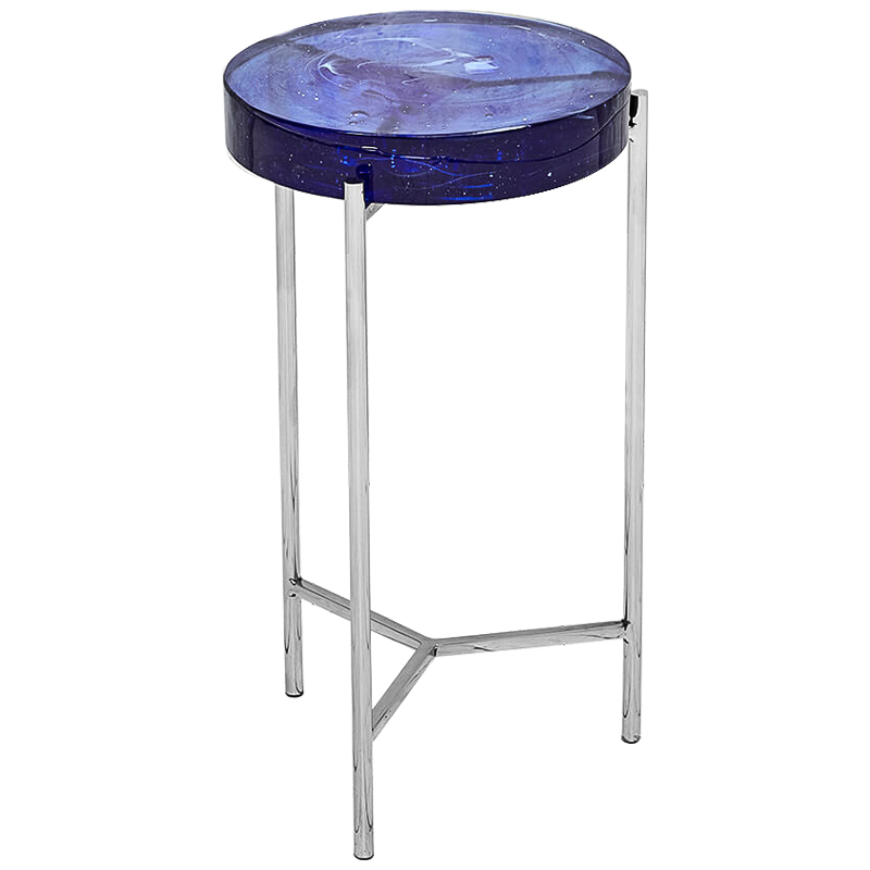 Приставной стол Blue Lollipop Side Table Синий Никель в Новосибирске | Loft Concept 