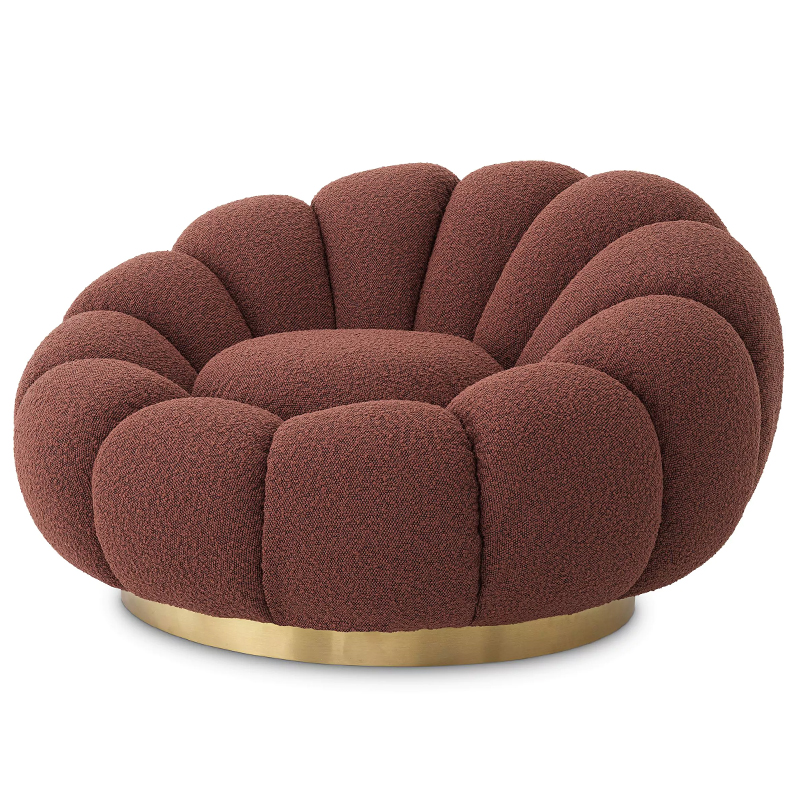 Кресло Eichholtz Swivel Chair Mello Boucle Rouge Бургундский красный Латунь в Новосибирске | Loft Concept 