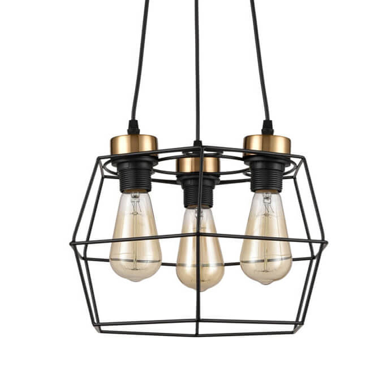 Люстра Loft Wire Cage Black lamp 3 Черный в Новосибирске | Loft Concept 