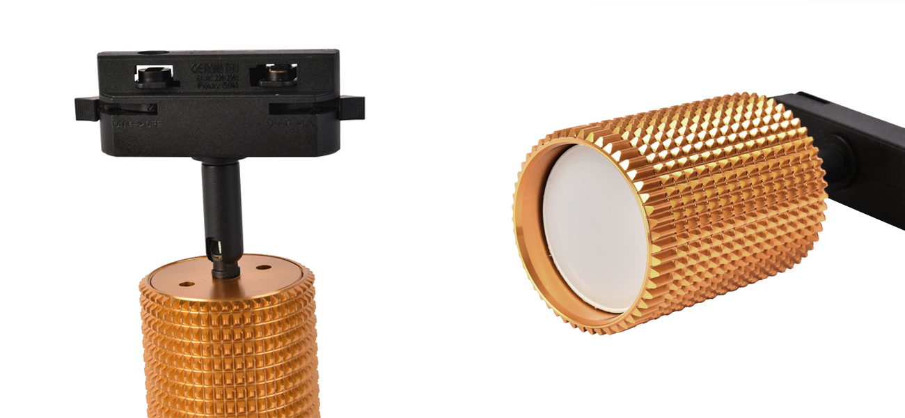 Трековая система с золотыми фактурными спотами Modern track - фото