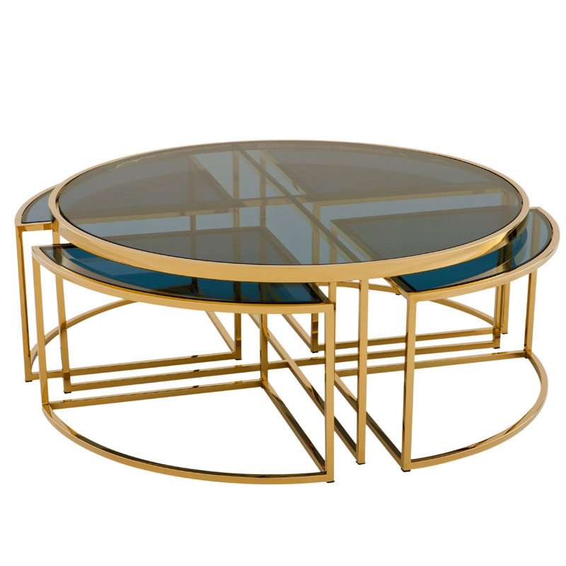 Кофейный стол Eichholtz Coffee Table Padova Gold Золотой Стекло Смок в Новосибирске | Loft Concept 