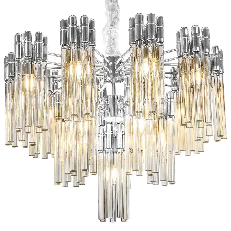 Люстра Contemporary Chandelier Crystal Silver Прозрачное Стекло Серебряный в Новосибирске | Loft Concept 