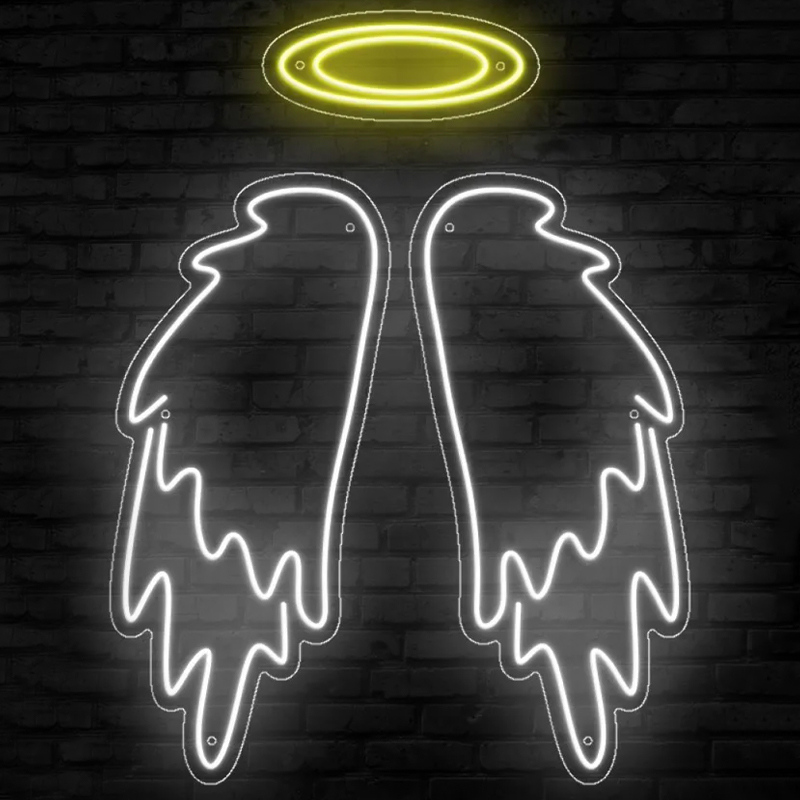 Неоновая настенная лампа White Wings Neon Wall Lamp Прозрачный Белый Желтый в Новосибирске | Loft Concept 