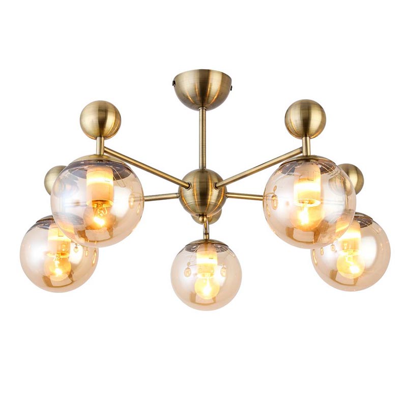 Потолочная люстра Demian Bronze Chandelier Бронза Янтарный в Новосибирске | Loft Concept 