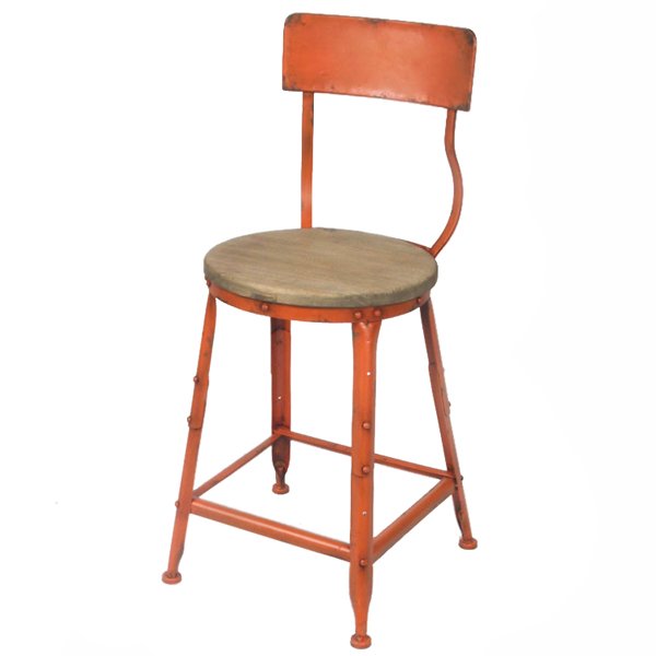 Барный стул Industrial Barstool Vintage Orange Оранжевый Коричневый в Новосибирске | Loft Concept 