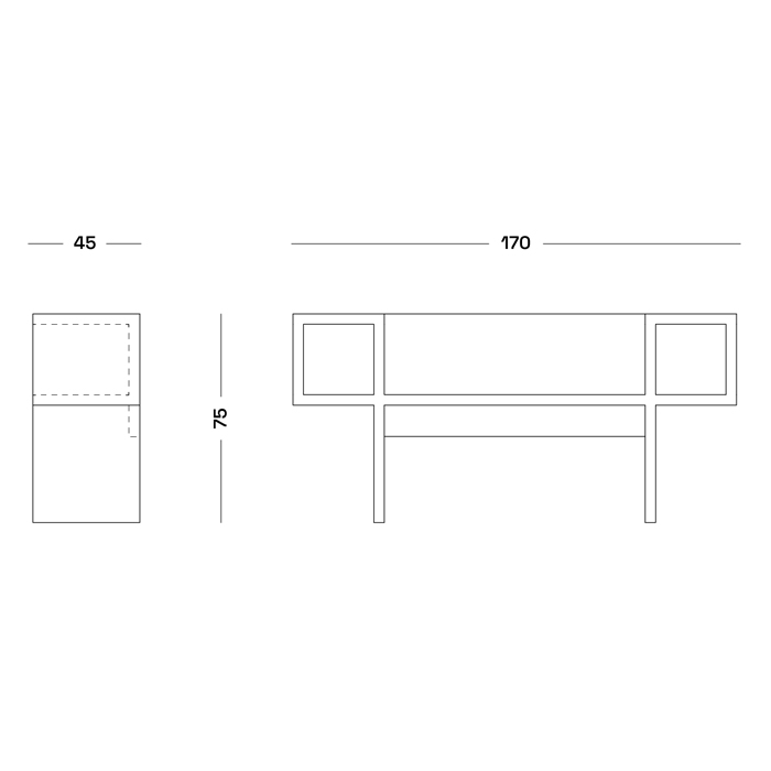 Дизайнерская разноцветная скамья Poltronova Canton Bench в Новосибирске