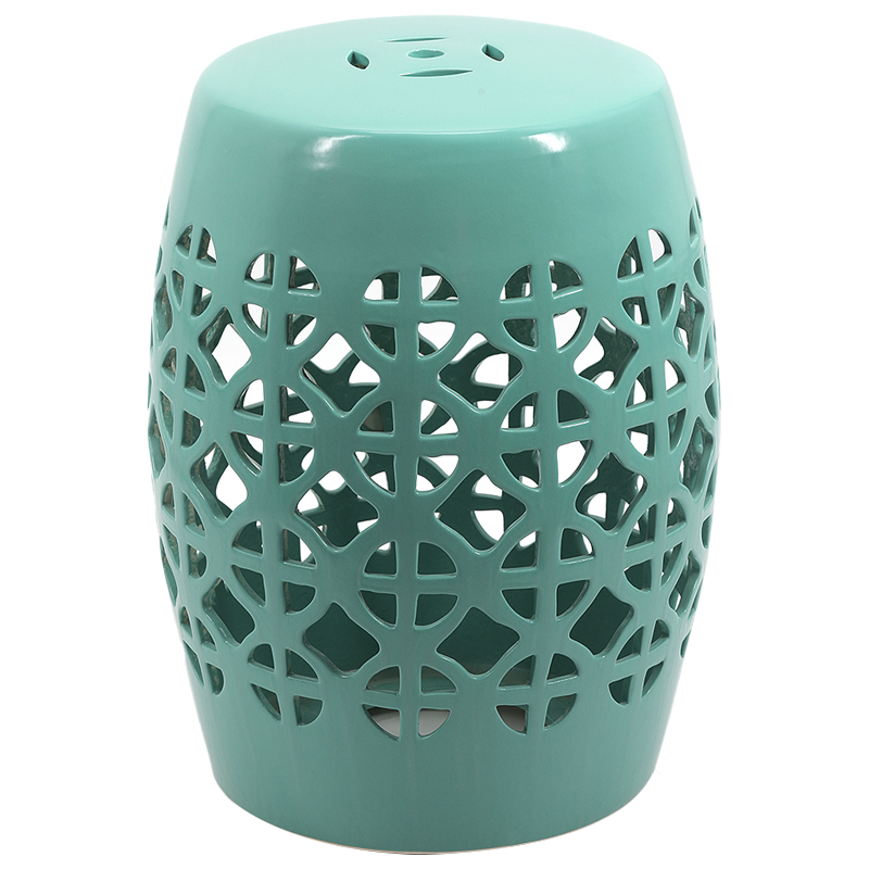 Керамический табурет Geometric Circles Garden Stool - Light Blue Бирюзовый в Новосибирске | Loft Concept 