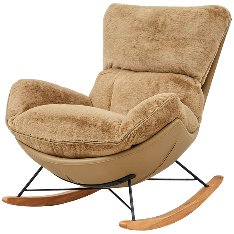 Кресло-качалка Kenneth Rocking Chair Коричневый Бежевый Древесина в Новосибирске | Loft Concept 