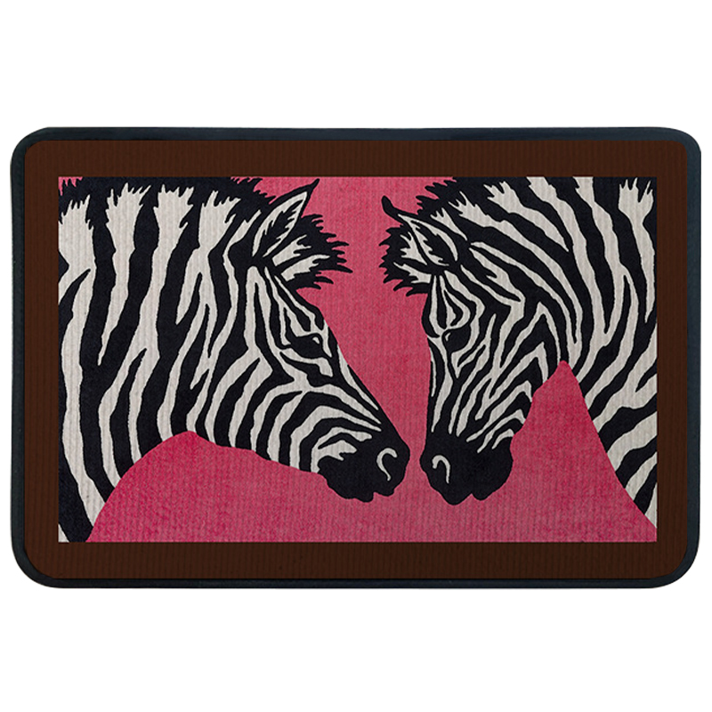 Ковер для прихожей и ванной Hermes Zebra Twins Rug Розовый Черно-белый в Новосибирске | Loft Concept 