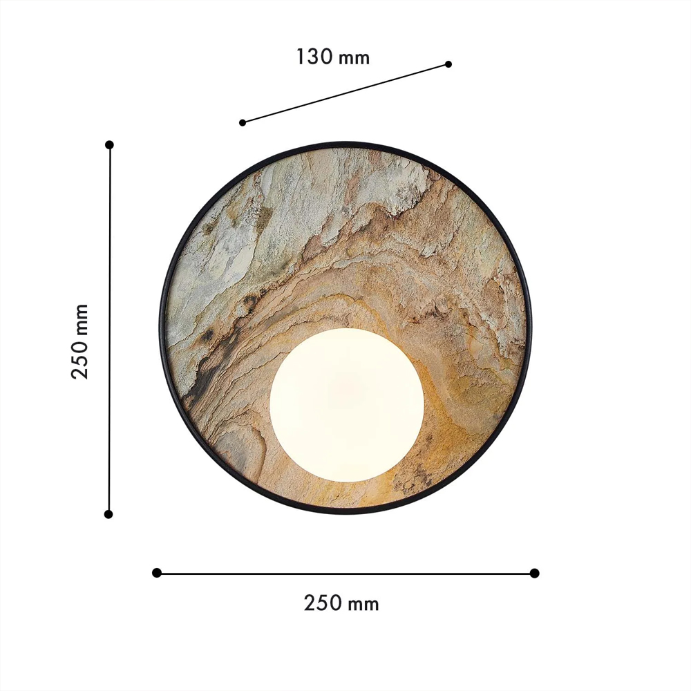 Бра круглое с каменным диском в металлической раме Sandstone Painting в Новосибирске
