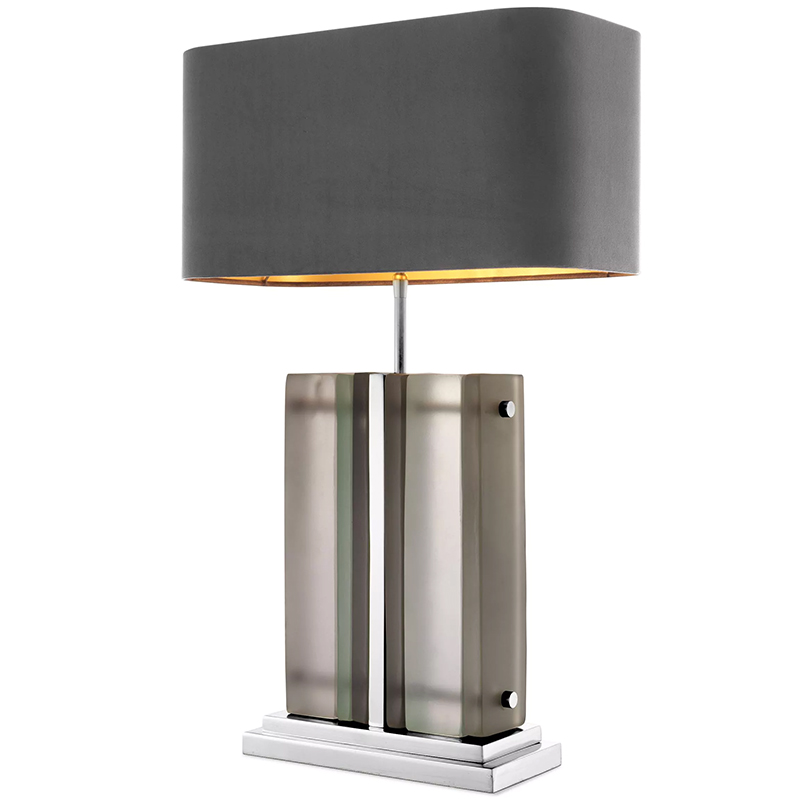 Настольная лампа Eichholtz Table Lamp Solana Nickel Серый Никель Стекло Смок в Новосибирске | Loft Concept 