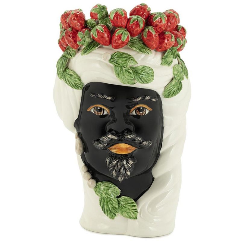 Ваза Vase Strawberries Head Man White Мульти Белый Красный Зеленый Черный в Новосибирске | Loft Concept 