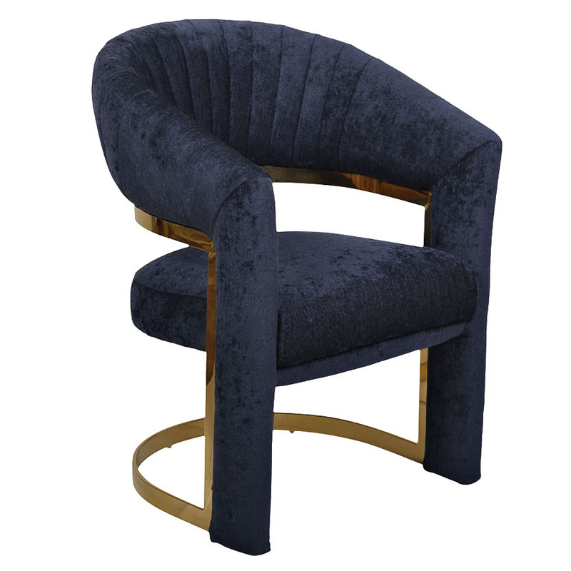 Полукресло Valbonne Chair blue velour Синий Глянцевое золото в Новосибирске | Loft Concept 