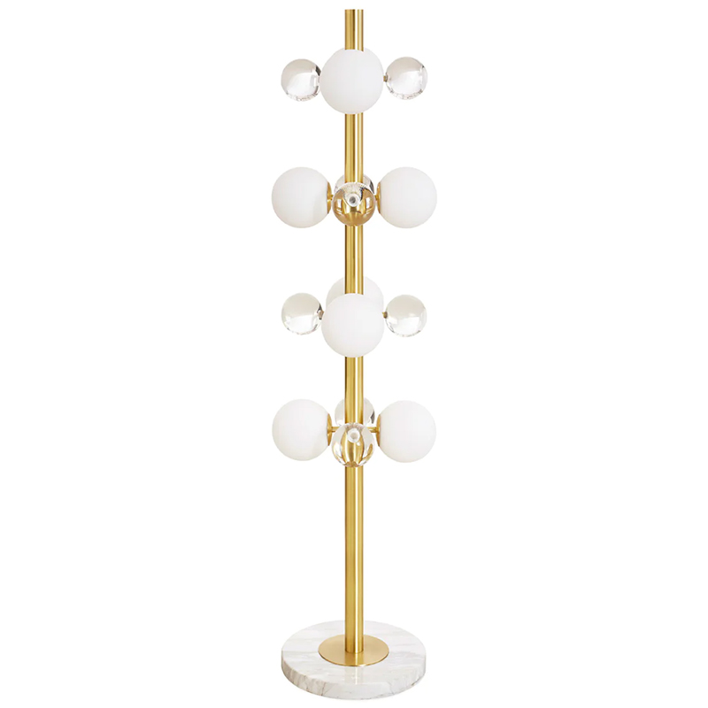 Торшер GLOBO FLOOR LAMP-BRASS Jonathan Adler Золотой Прозрачное Стекло Белый в Новосибирске | Loft Concept 