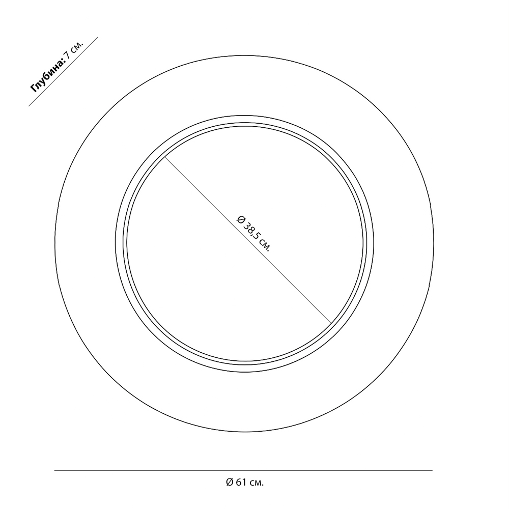 Чёрное настенное зеркало с золотым кантом Porunalia в Новосибирске