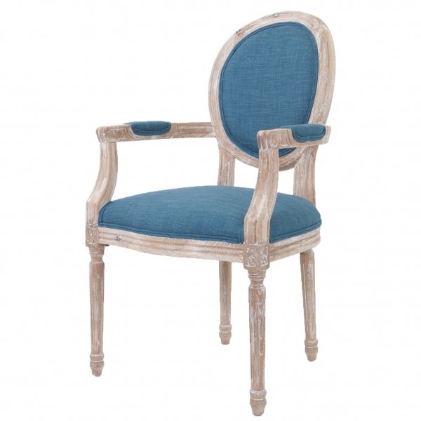 Стул French chairs Provence Blue ArmChair Голубой пастельный Бежевый в Новосибирске | Loft Concept 