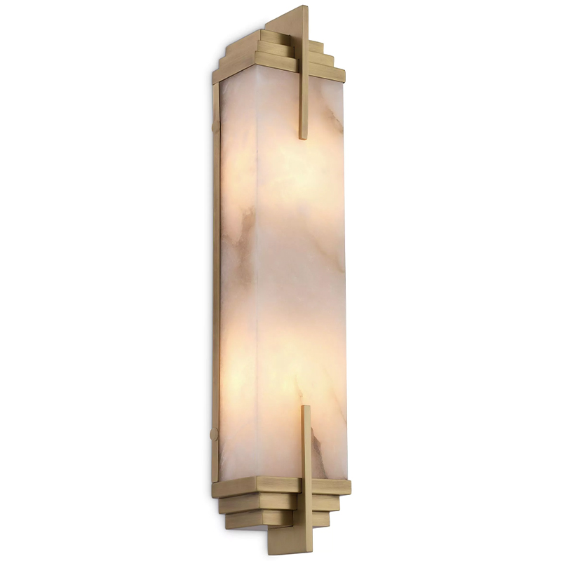 Бра Eichholtz Wall Lamp Harman Brass Латунь Бежевый Белый Мрамор Bianco в Новосибирске | Loft Concept 