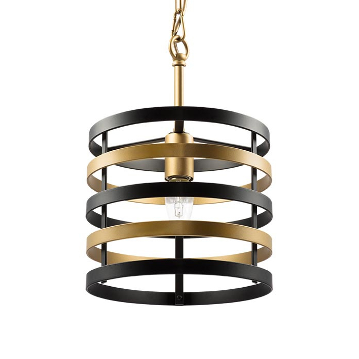 Подвесной светильник Gold Stripes Chandelier Черный Золотой в Новосибирске | Loft Concept 