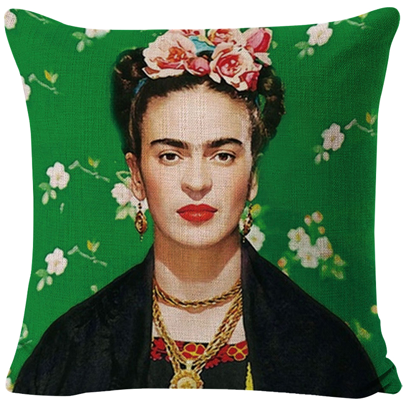 Декоративная подушка Frida Kahlo 8 Зеленый Мульти в Новосибирске | Loft Concept 