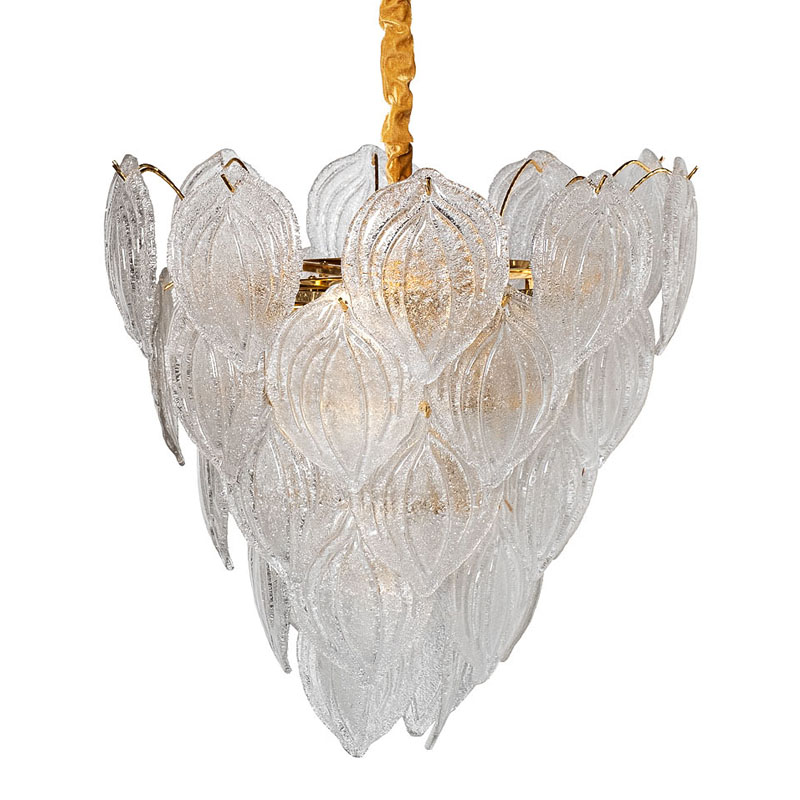 Люстра Textured Glass Chandelier Petal 10 Глянцевое золото в Новосибирске | Loft Concept 